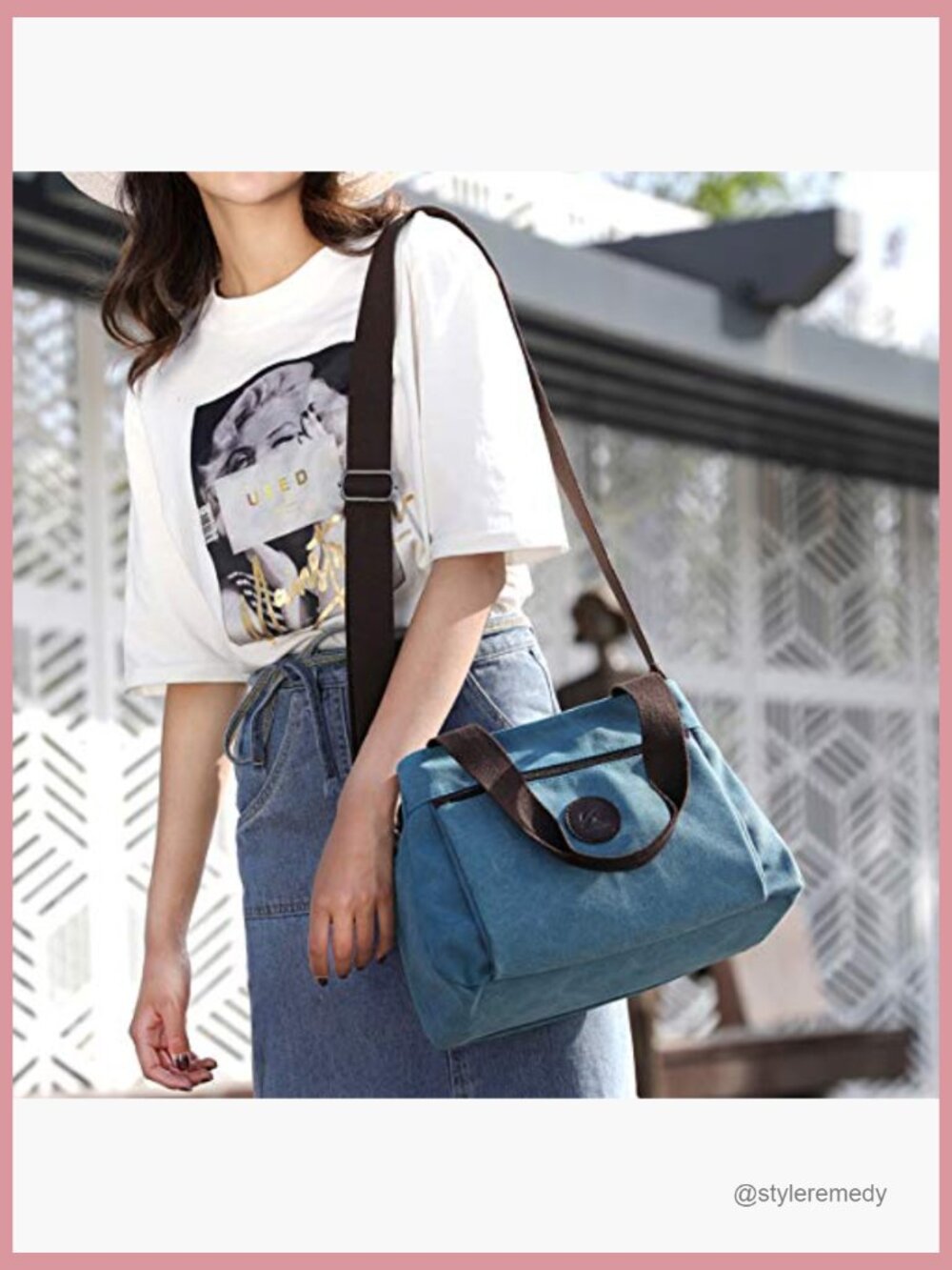 Canvas Hobo Bag Multi Compartment Crossbody Shoulder Tote Purse - Picture 3 of 7
